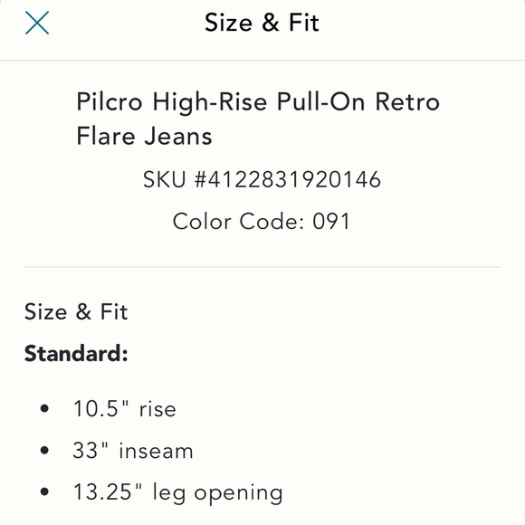 Pilcro Pull on High Rise Retro Flare Jeans - Picture 8 of 9